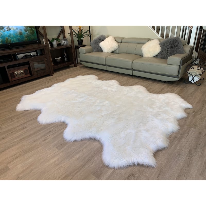 Ovella Home Premium Luxurious Faux Sheepskin 8-Pelt Plush Shag Area Rug - 6' x 8' - 6' x 8'