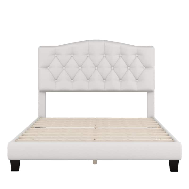Upholstered Platform Bed with Curved Headboard by Harper&Bright Designs