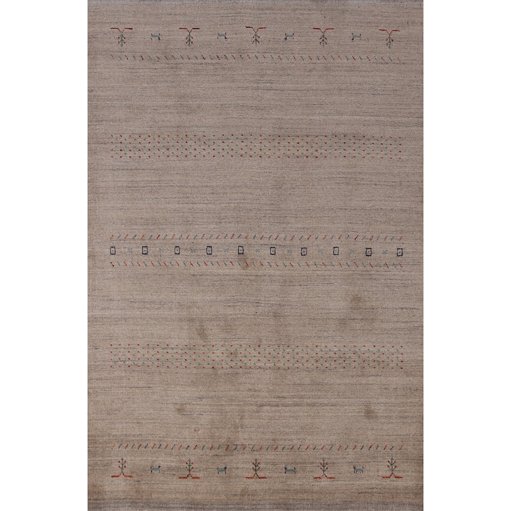 Hand Knotted Oriental 100% Wool Carpet Tribal Animal Pictorial Brown Gabbeh Area Rug - 7' 9'' X 5' 4''