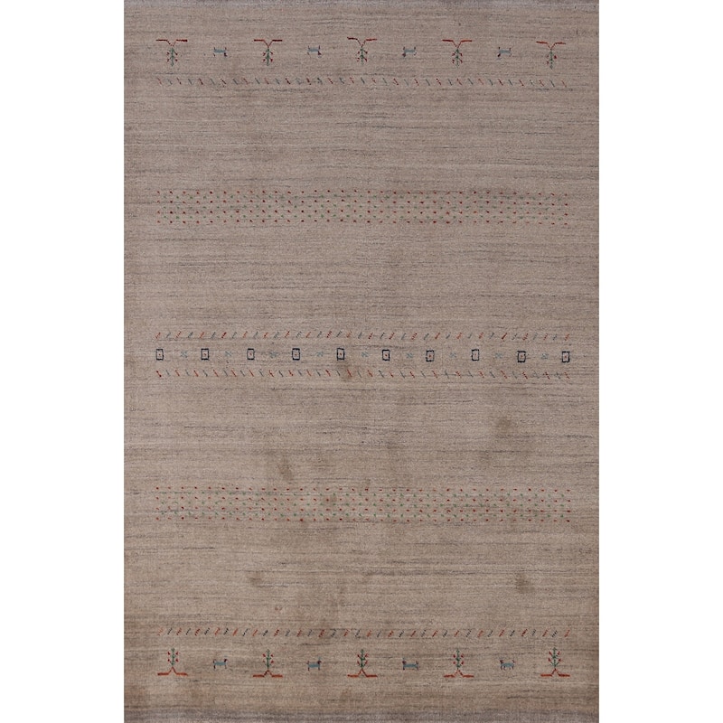 Hand Knotted Oriental 100% Wool Carpet Tribal Animal Pictorial Brown Gabbeh Area Rug - 7' 9'' X 5' 4''