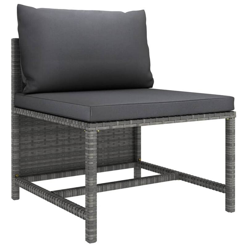 Avio 7pc Outdoor Modular Sofa Set with Ottoman, Dark Gray Poly Rattan