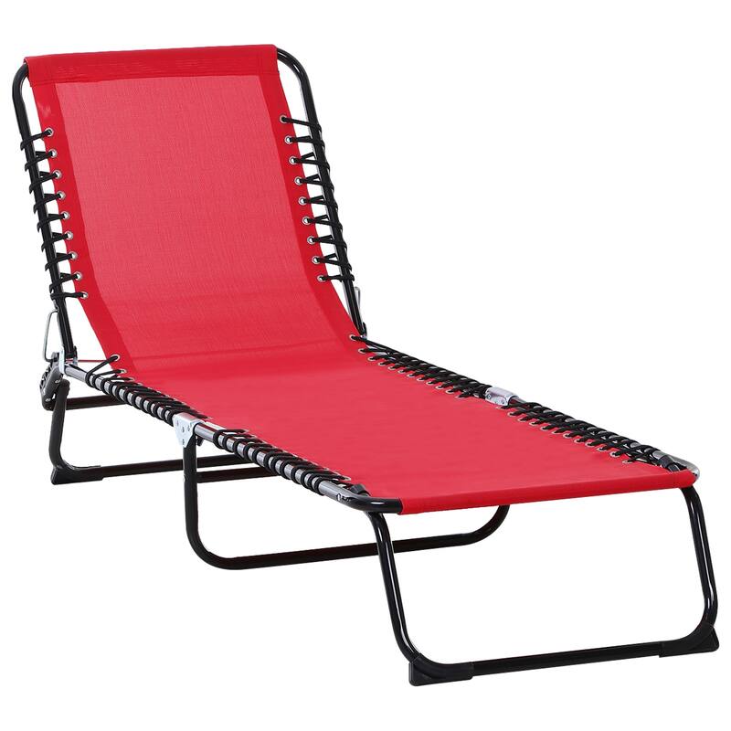 Outdoor Foldable Chaise Lounge Chair Sun Lounger with Adjustable Backrest for Beach Patio Poolside