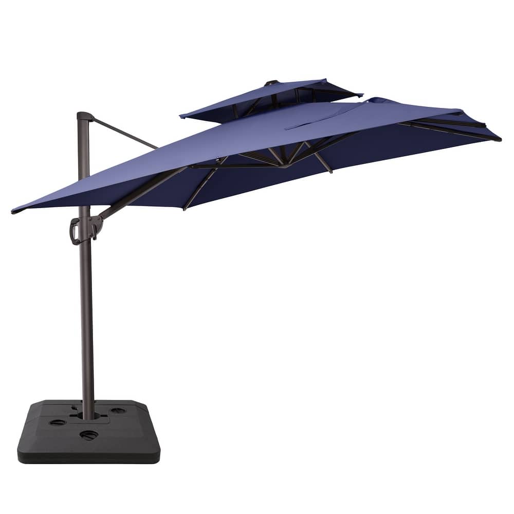 11 x 9 ft Outdoor Patio Cantilever Offset Umbrella with Base Stand