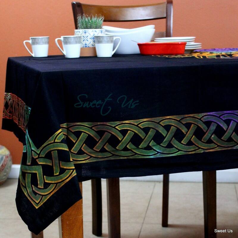 Tie-Dye Cotton Lucky Clover Celtic Tablecloth Collection