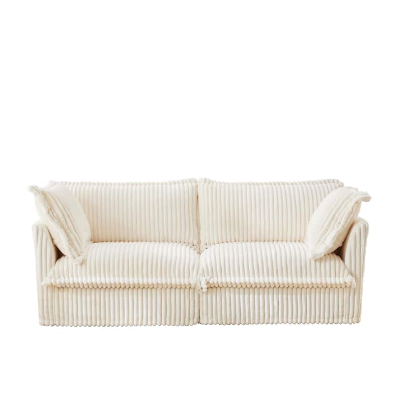 83.4" Corduroy 2-Seater Soft Multiple Sofa with Big Pillows for Living Room