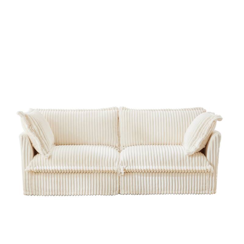 Anmytek Trendy Cozy Space-Saving 2-Seat Corduroy Sofa - Deep Seat Upholstered Cushion Detachable Slipcover