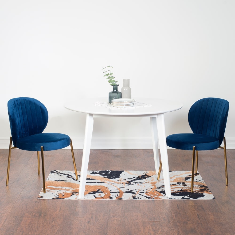 Roundhill Furniture Amoa Contemporary 3-Piece Dining Set, White Round Table and 2 Chairs