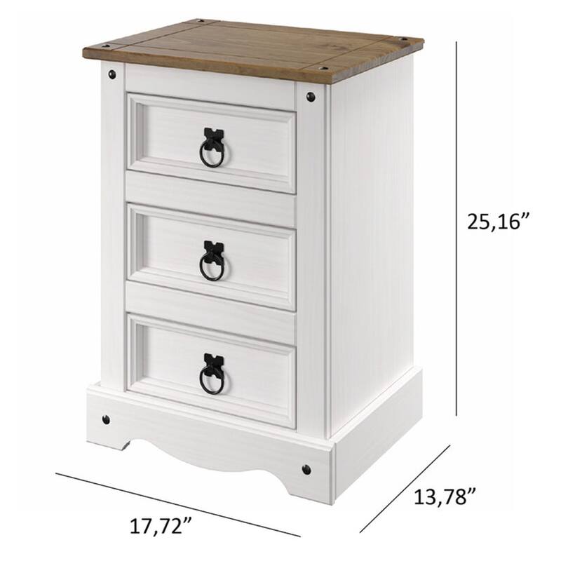 Wood Nighstand 3 Drawers Corona | Furniture Dash
