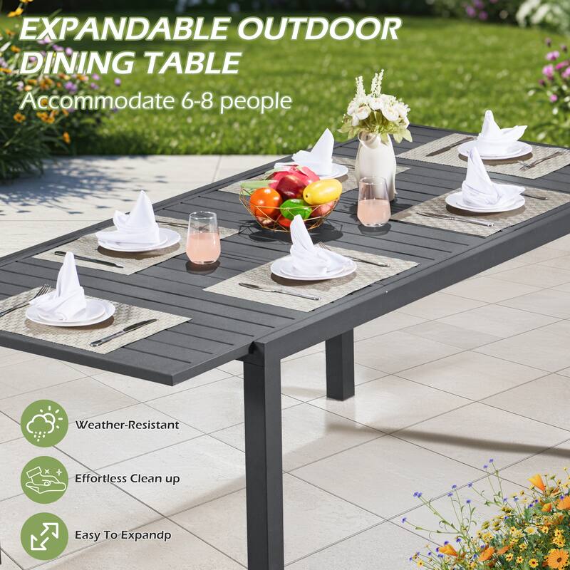 Patio Dining Set, Outdoor Dining Table and Chairs Set with Textilene Chairs, Adjustable Umbrella Hole for Garden, Backyard