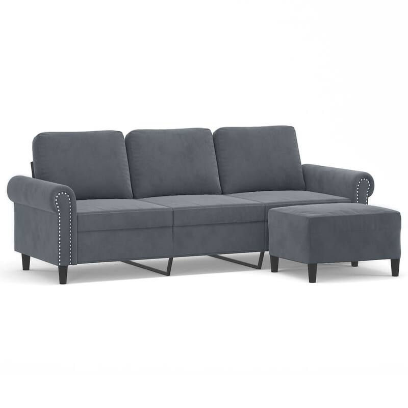 vidaXL 3-seater Sofa With Footstool Dark Gray - 30.3 x 83.5 x 31.5 in