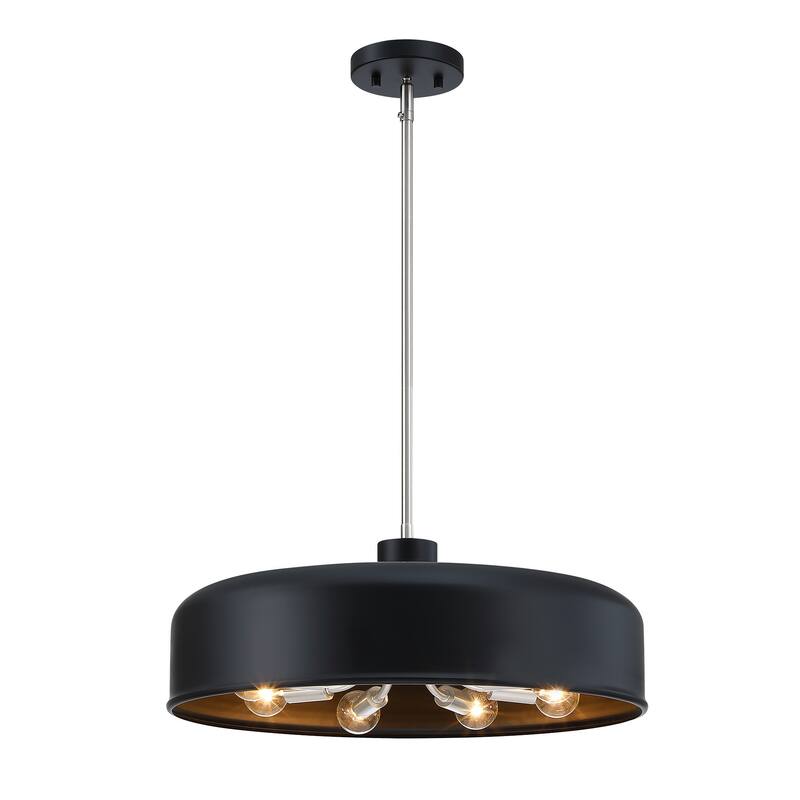 Forbidden Springs 60 Watt 8-Light Matte Black Down Pendant Light with Metal Shade - 7.75