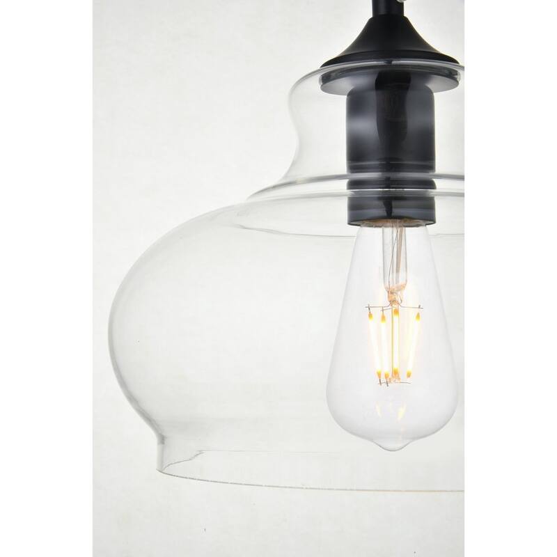 Destiny 1-Light Plug in Pendant with Clear Shade - Black - 9.4" Diameter