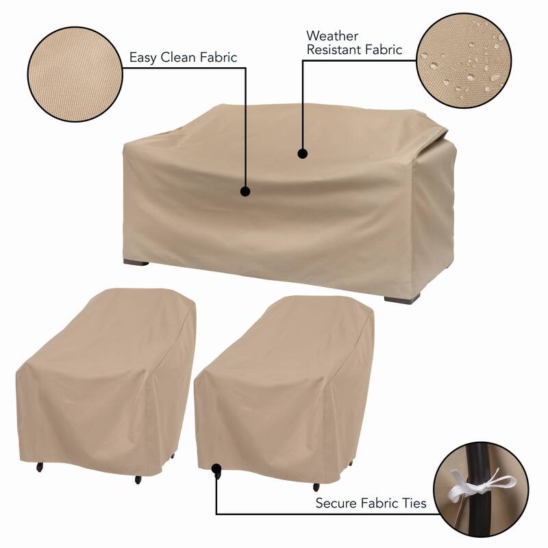 Modern Leisure Basics Conversation Set, 2 Patio Chairs & 1 Loveseat Cover - 2-Pack