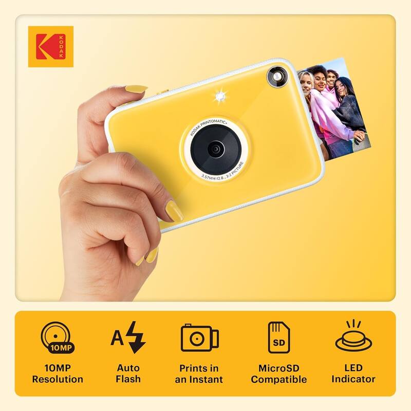 KODAK Printomatic Instant Print Camera 10MP, RGB LED, Zink Photo Prints