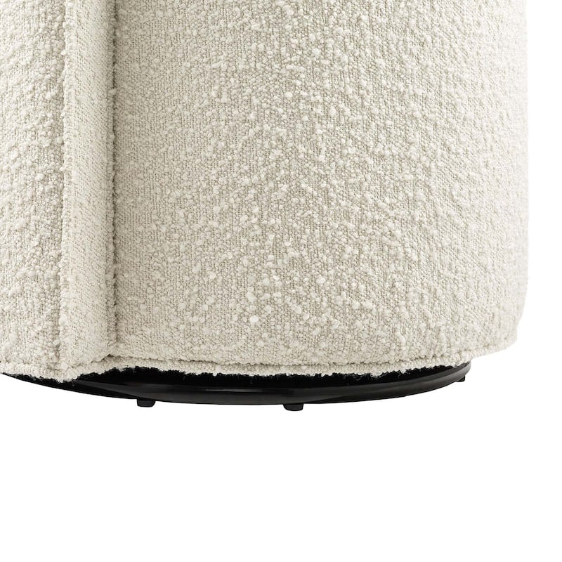 Kerman Sleek Modern Ivory Fabric Upholstered Swivel Accent Chair
