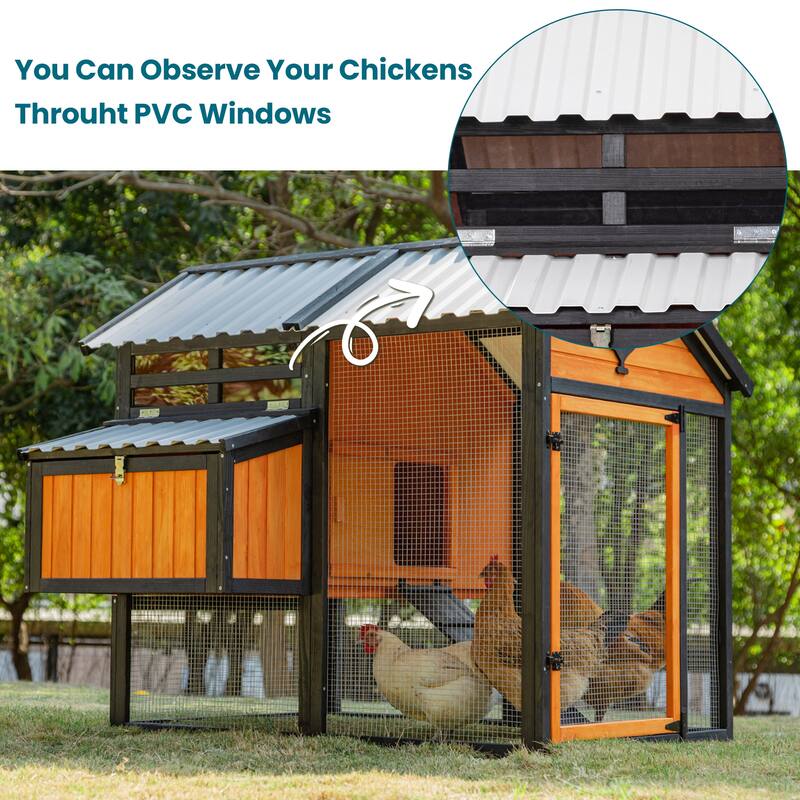 Weatherproof outdoor chicken coop with waterproof PVC roof