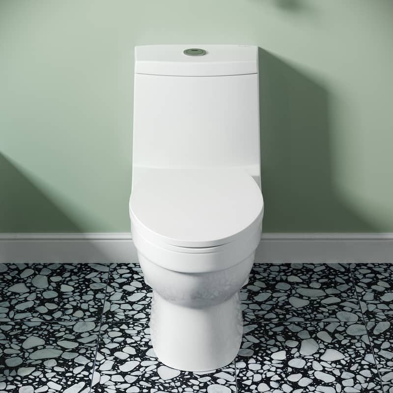 ﻿﻿﻿Virage One Piece Elongated ﻿Toilet with Touchless Retrofit Dual Flush 1.1/1.6 gpf - Glossy White