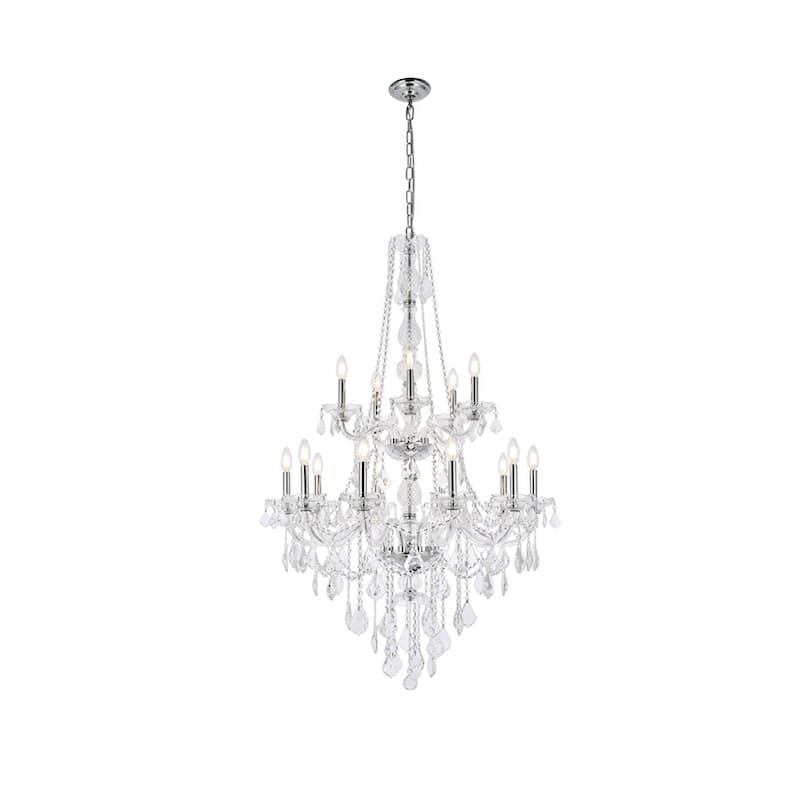 Verona 15-Light 33 in. Chandelier (Available in Chrome and Gold) - chrome (royal cut crystals)