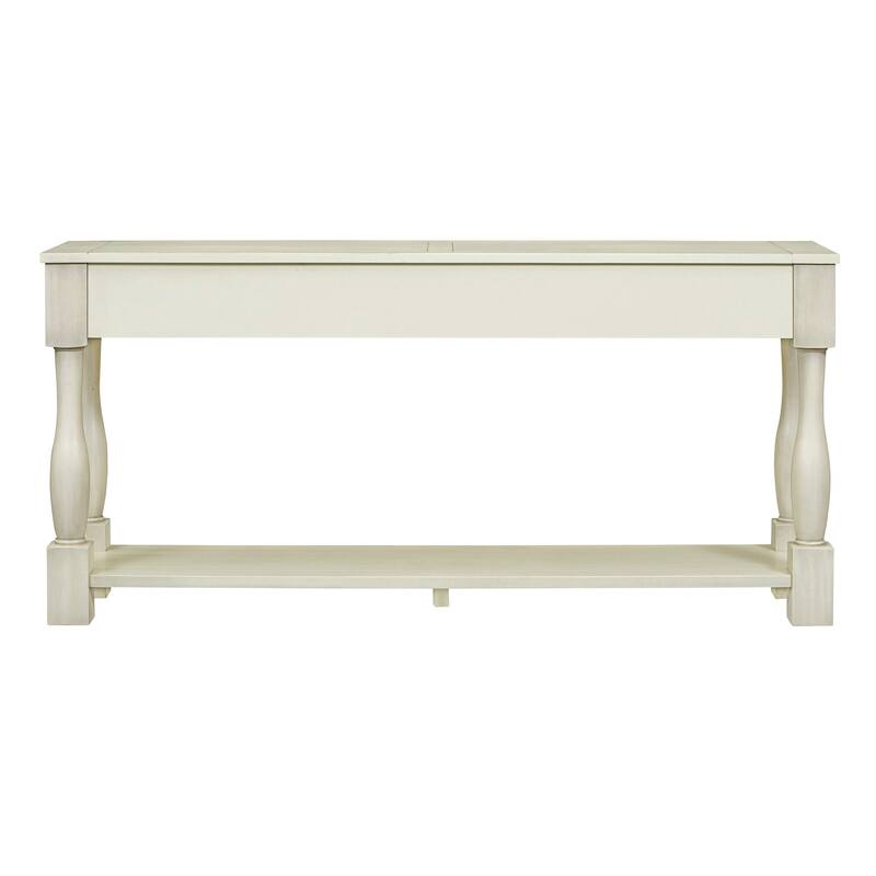63" Console Table for Living Room, Long Entryway Table with 3 Storage Drawers & Open Storage Shelf, Wooden Sofa Table White
