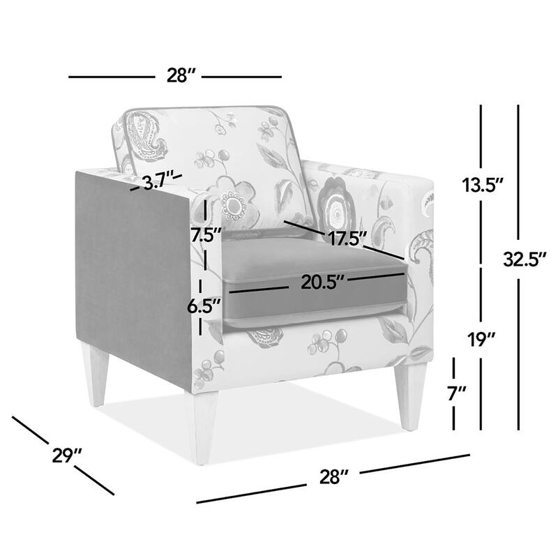 Mamba 28" Patchwork Velvet Upholstered Floral Accent Arm Chair