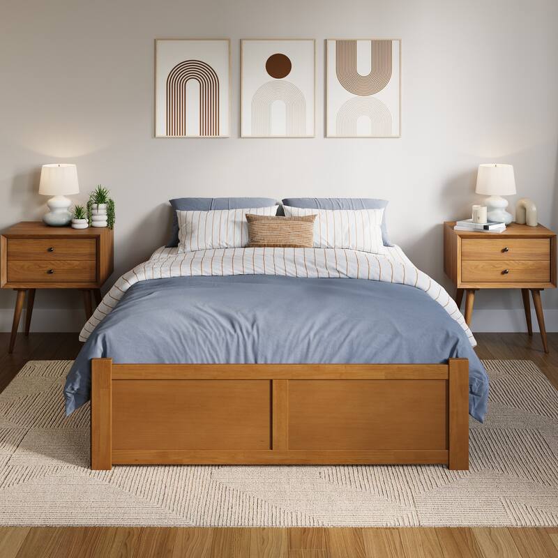 Concord Platform Bed with Footboard and Twin Trundle Bed