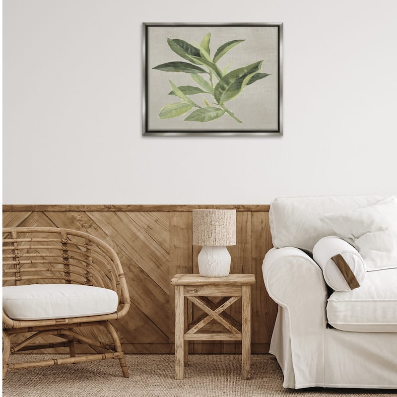 Stupell Green Tea Plant Leaf Framed Floater Canvas Wall Art Design By Lanie Loreth