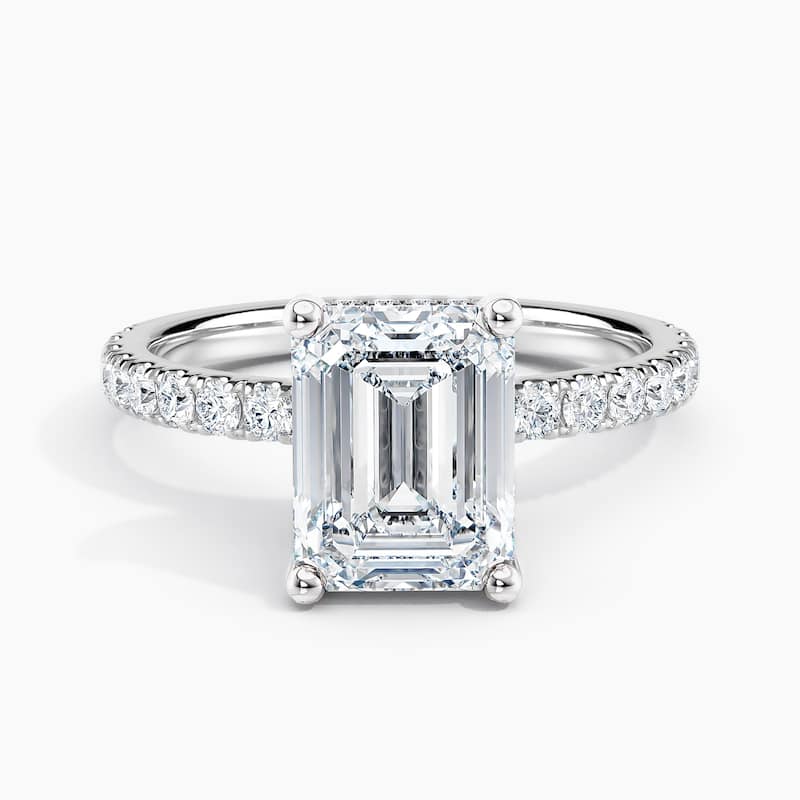 Auriya 14k-White Gold Lab Grown Emerald Hidden-Halo Diamond Engagement Ring 0.80 to 5.30 ct. tw. (F-G VS) - 0.50 ct. tw. - 5.5