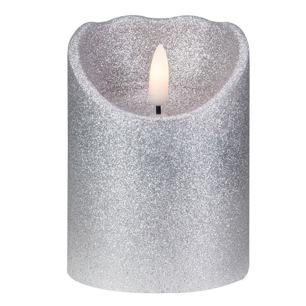 4 Silver Glitter Flameless Battery Operated Christmas Decor Candle Overstock 32226048