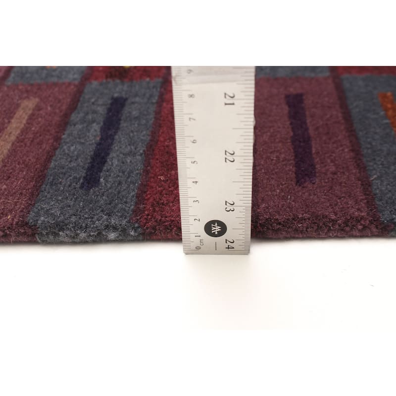 ECARPETGALLERY Hand-knotted Opulence Dark Magenta Wool Rug - 3'0 x 11'3