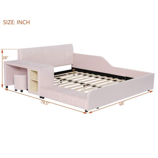 dimension image slide 3 of 5, Baby Toddler Growing Bed Skin Friendly Upholstered Bed
