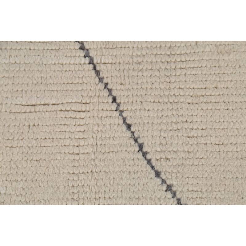 Ivory Moroccan Area Rug Handmade Wool Carpet - 5'11"x 9'4"