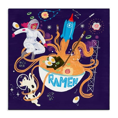 Stupell Whimsical Ramen in Space Canvas Wall Art Design By Juliet Rose Philips