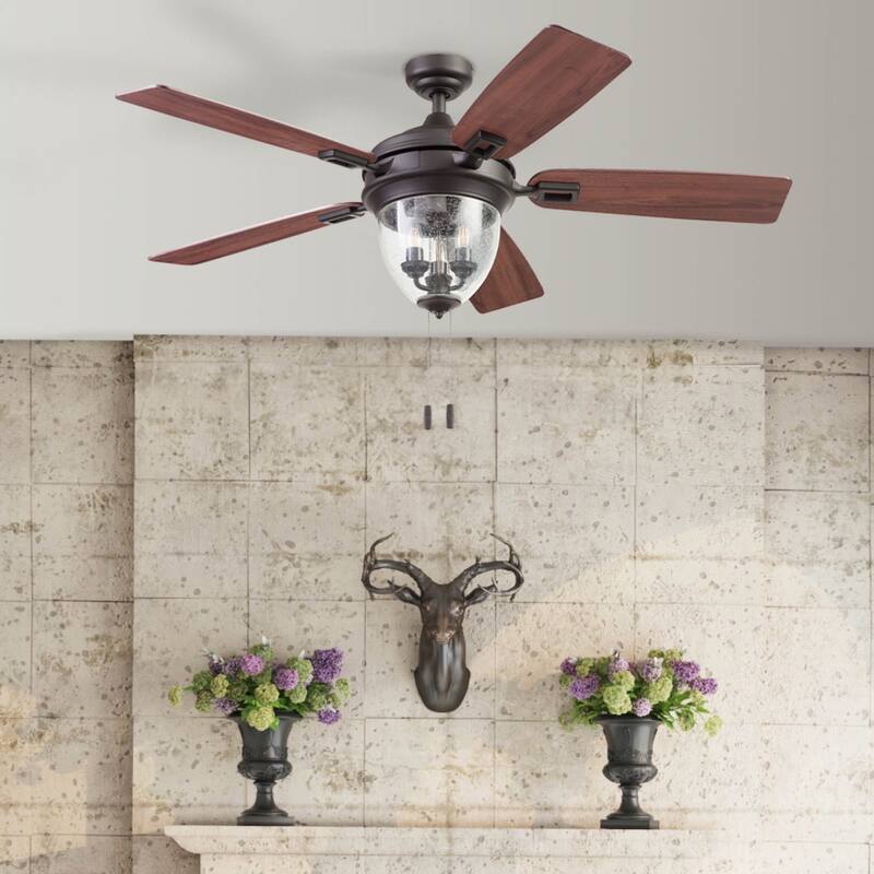 52" Honeywell Glencrest Espresso Indoor/Outdoor LED Ceiling Fan with Light, Pull Chain, ETL Damp Rated