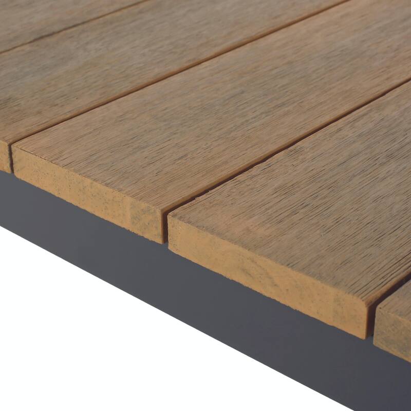 Mid-Century Modern Outdoor Sectional Sofa with Faux Wood Accents