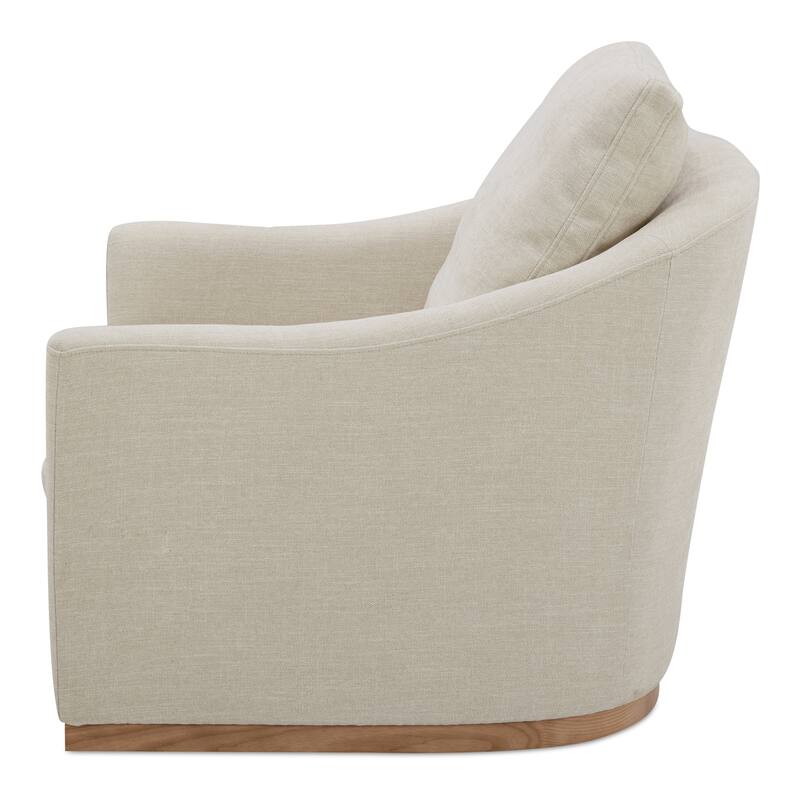 NADAAL STUDIOS Oriana Swivel Chair, Rustic Curved Barrel Back, High-Density Foam, Soft Beige