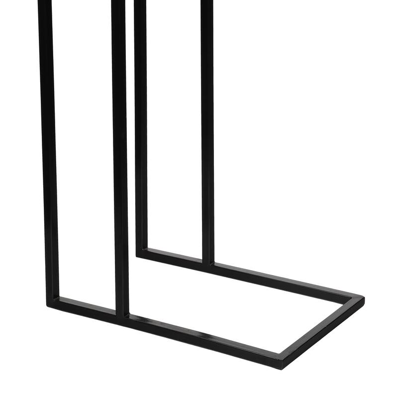 Caius 24.25" Industrial Metal C-Shaped End & Side Table w/ White Marble Top, By JONATHAN Y