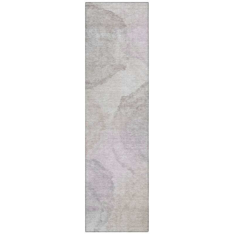 Machine Washable Indoor/ Outdoor Abstract Muted Chantille Rug