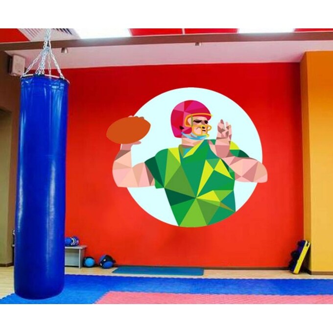 Quarterback Polygonal Wall Decal, American Football, QB-image