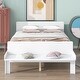 preview thumbnail 1 of 6, White Full Size Wood Platform Bed w/ Footboard Bench Upholstered Bed Frame White