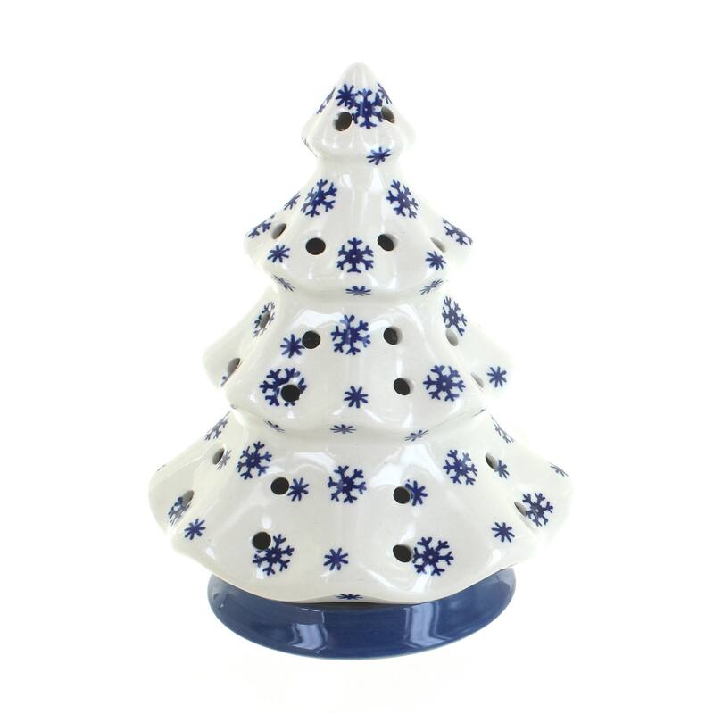Blue Rose Polish Pottery C012 Manufaktura Tree Luminary - Snow Flurry