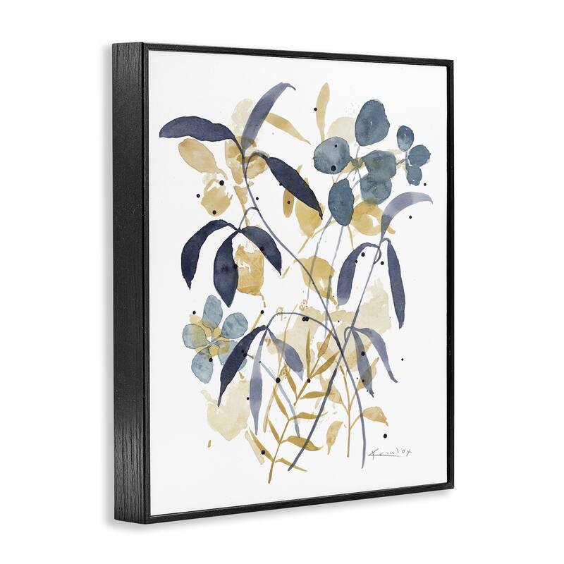 Stupell Blue & Yellow Plant Impressions Framed Giclee Art Design By Krinlox