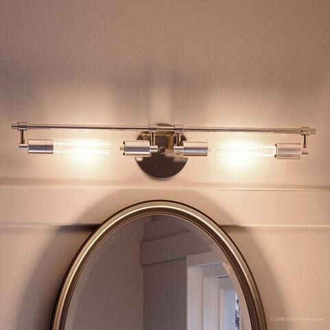 Luxury Industrial Chic Brushed Nickel Vanity Light by Urban Ambiance - 5-1/8"H x 27-1/4"W x 3"Dep
