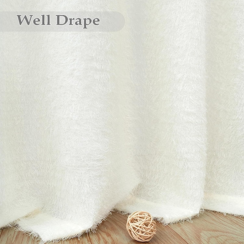 DriftAway Plush Semi Sheer Curtain Drapes - 52" Width X 84" Length