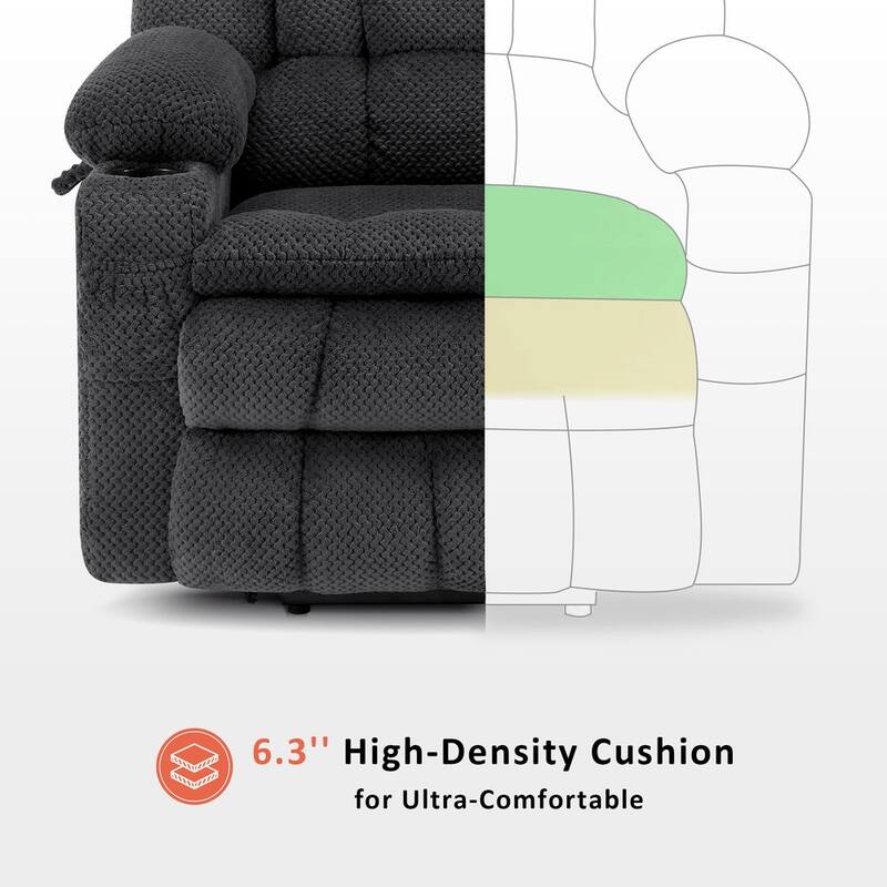 MCombo Dual Motor Power Lift Recliner Chair Sofa with Massage and Heat, Infinite Position, USB Ports, Fabric R7897