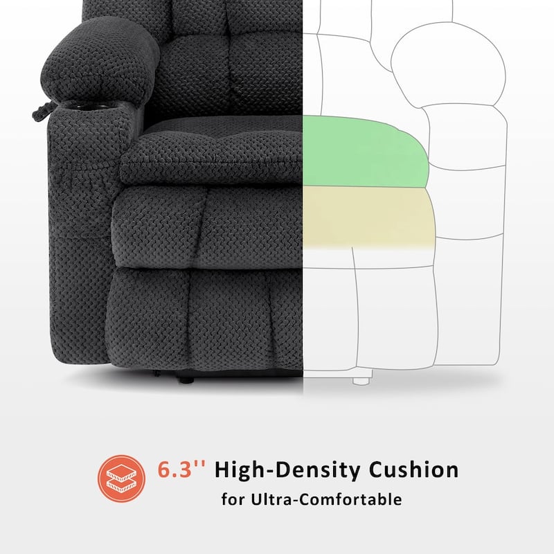 MCombo Large Dual Motor Power Lift Recliner Chair Sofa with Massage and Heat for Tall Elderly People, Fabric 7896