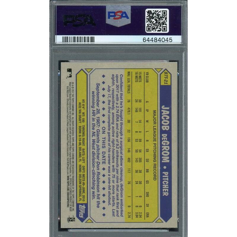 Jacob deGrom 2017 Topps Chrome 1987 Baseball Card #87T21 Graded PSA 10 - 8'6" x 11'6"