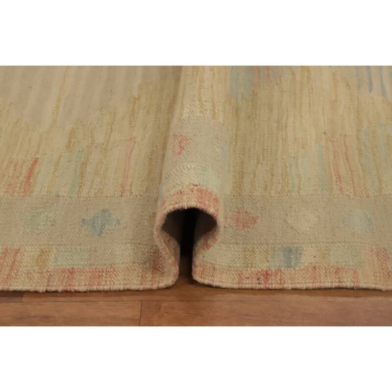 Hand Woven Oriental 100% Wool Carpet Southwestern Tribal Oranges & Rust Kilim Runner Rug - 9' 11'' X 2' 6''