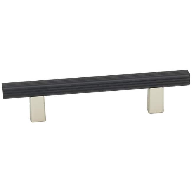 Alno A2905-4 Quadrato 4" Center to Center Modern Grooved Square - Matte Nickel / Matte Black