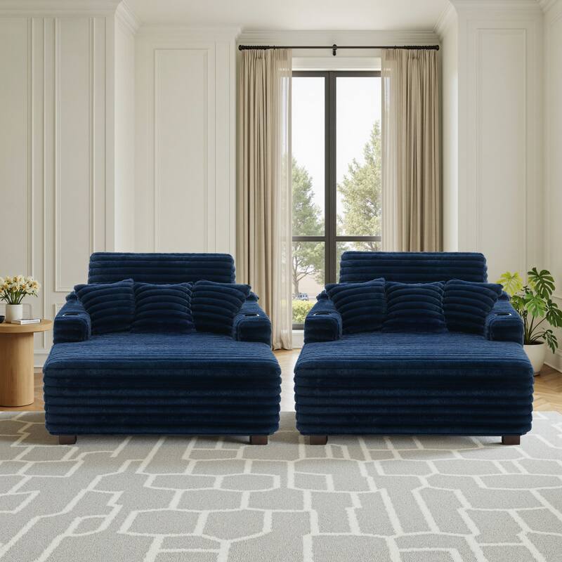 53" Upholstered Chaise Lounge Indoor Sofa with Pillows