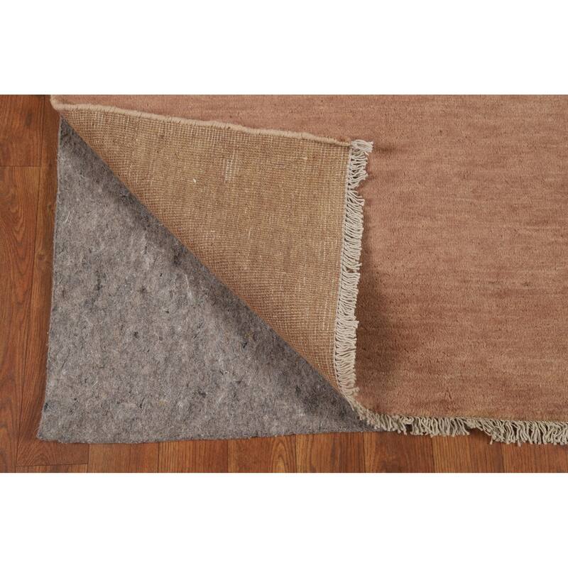 Light Brown Gabbeh Oriental Runner Rug Handmade Wool Carpet - 3'3"x 12'6"